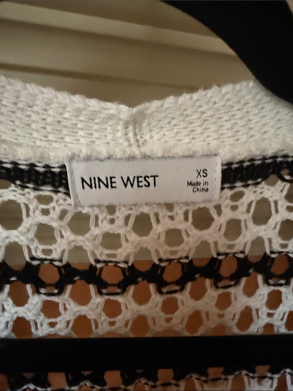 Nine West Black & White Crochet Open Cardigan - Picture 3 of 5